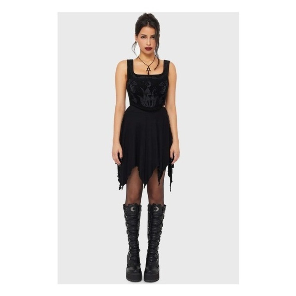 Killstar heathens hollow hanky hem mini skirt‎ stretchy waistband